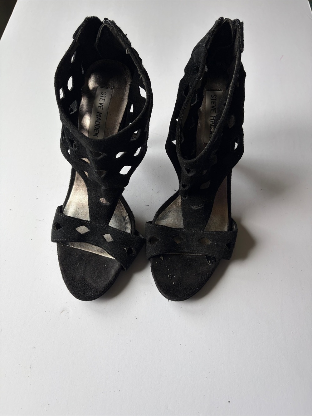 Steve Madden Black Cutout Suede High Heel Sandals